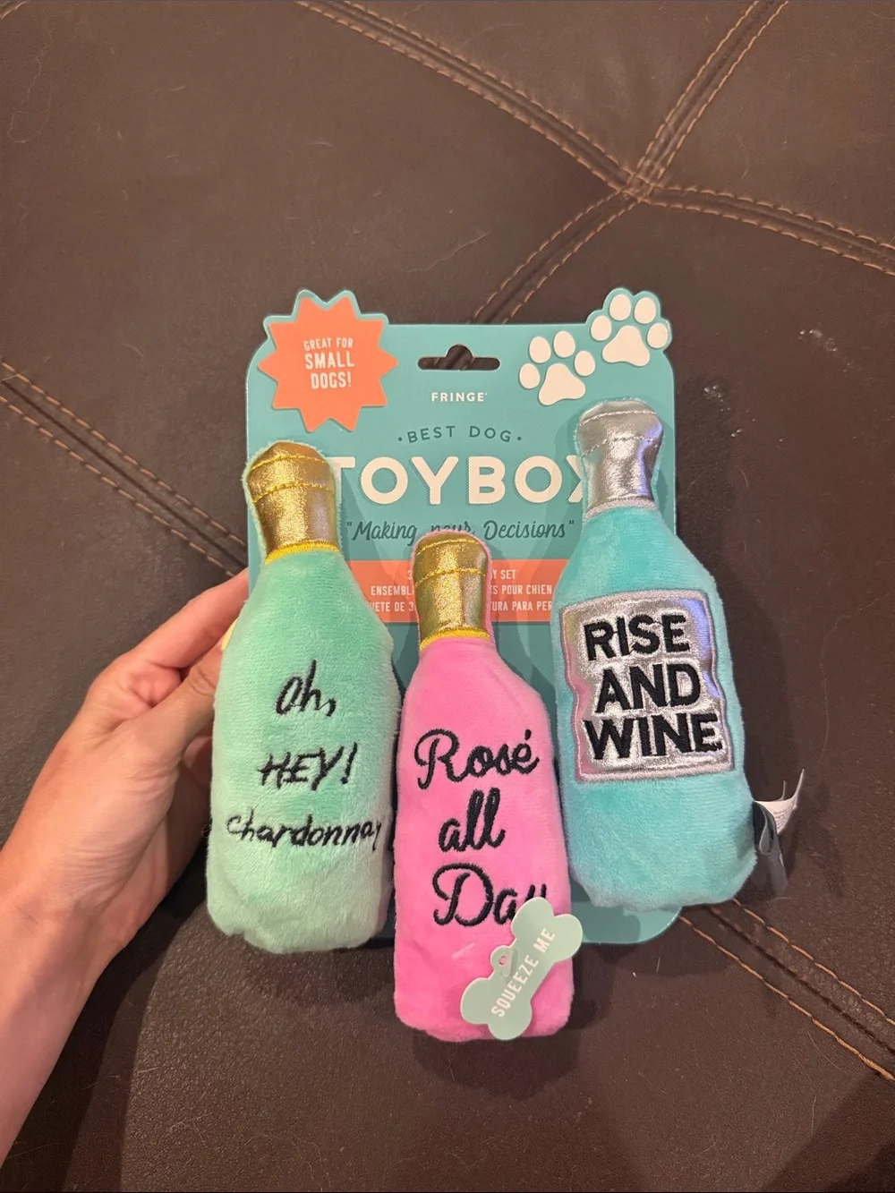 Plush Wine Bottle Toy Set - Mint & Pink
